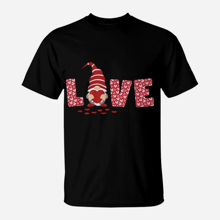Gnome Valentines Day T Shirt Love Red Heart Happy V-Day Cute T-Shirt