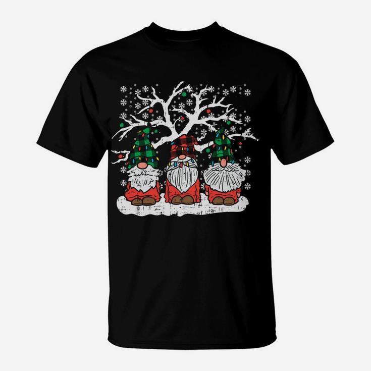 Gnomes Plaid Hat Christmas Garden Xmas Pajama Men Women Gift Sweatshirt T-Shirt
