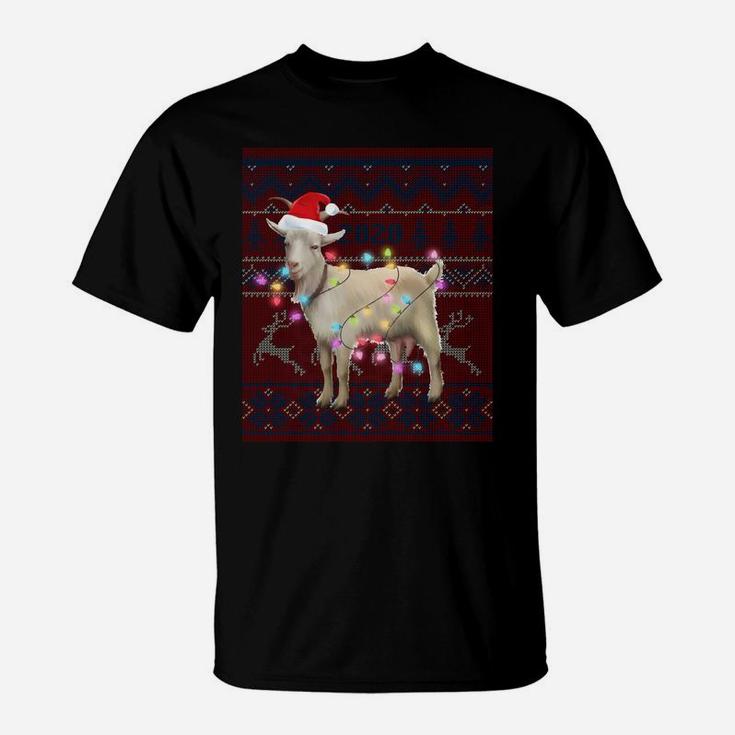Goat Christmas Lights Ugly Sweater Goat Lover Gift Sweatshirt T-Shirt