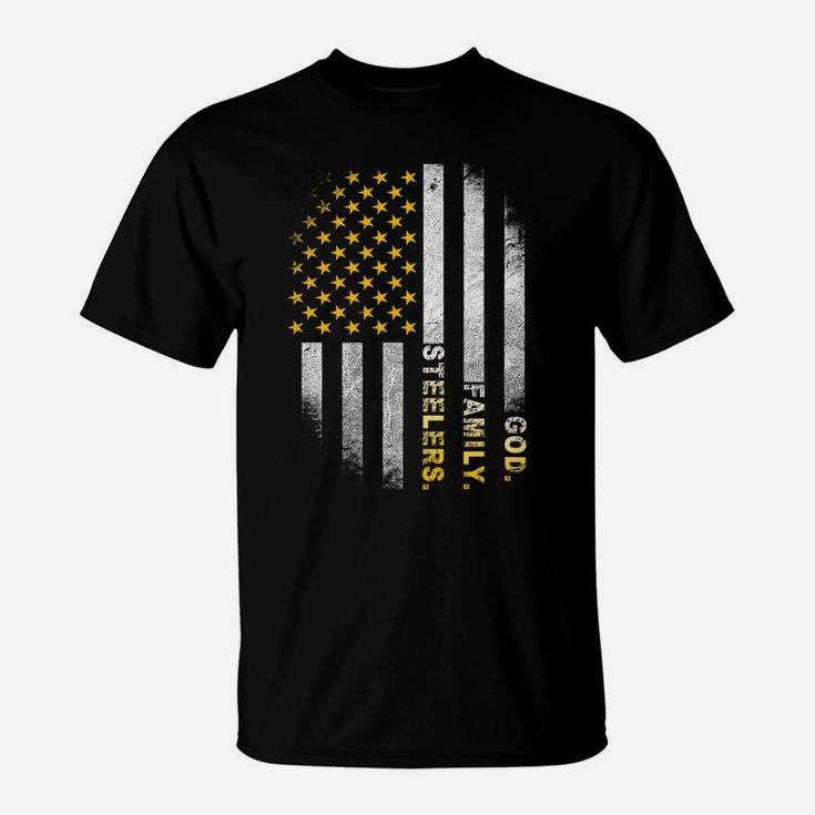 God Family Steelers-Pro Us Flag Shirt Father's Day Dad Gift T-Shirt