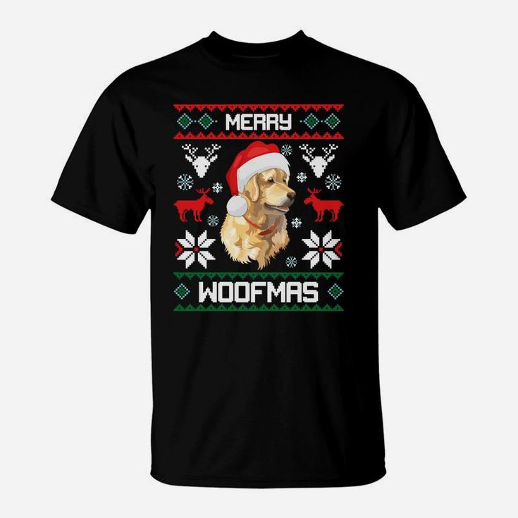Golden Retriever Dog Merry Woofmas Christmas Sweatshirt T-Shirt