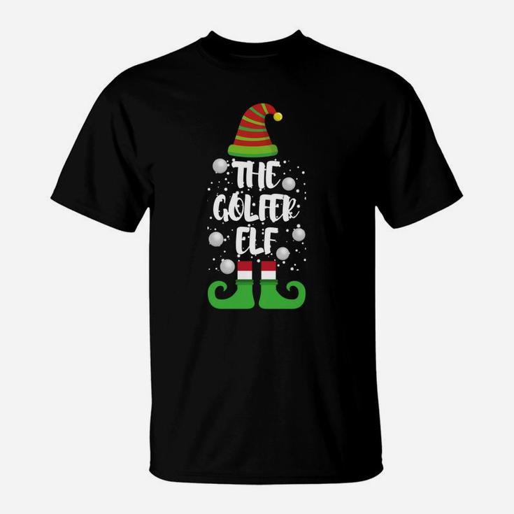 Golfer Elf Family Christmas Party Funny Gift Pajama T-Shirt