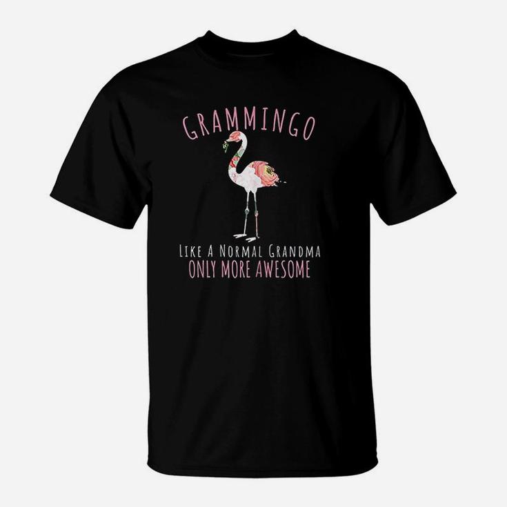 Grammingo Like An Grandma Only Awesome Floral Flamingo T-Shirt