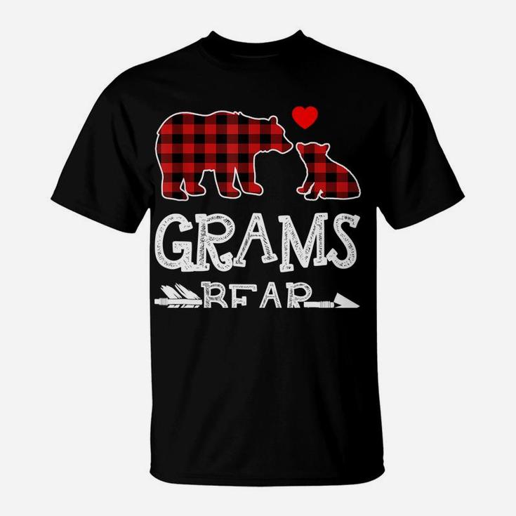 Grams Bear Shirt, Red Buffalo Plaid Grandma Bear Pajama T-Shirt
