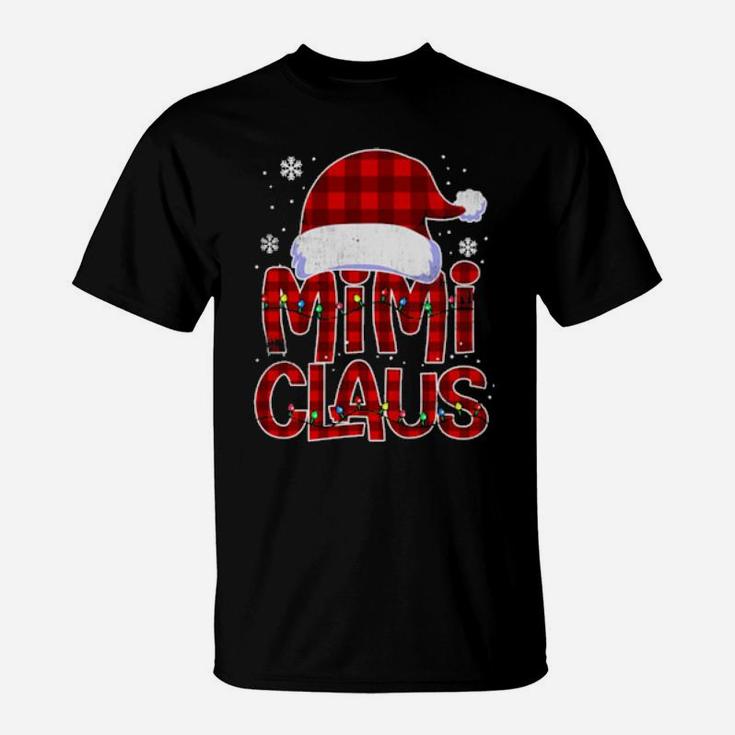 Grandma Mimi Claus Plaid Xmas Pajama Matching T-Shirt