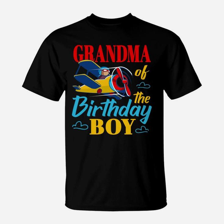 Grandma Of The Birthday Boy Airplane Party Matching Gift T-Shirt