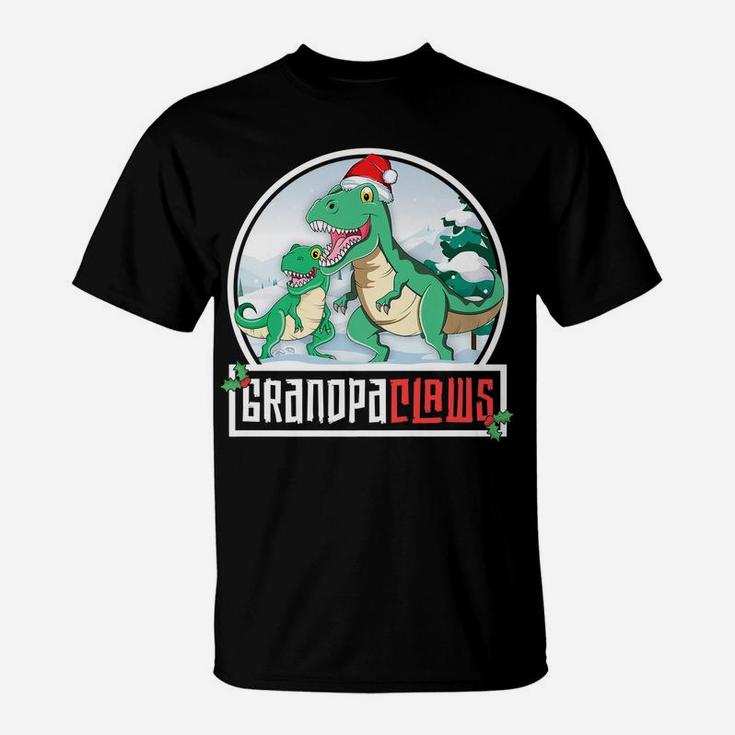 Grandpa Claws T-Rex Dinosaur Matching Family Christmas T-Shirt