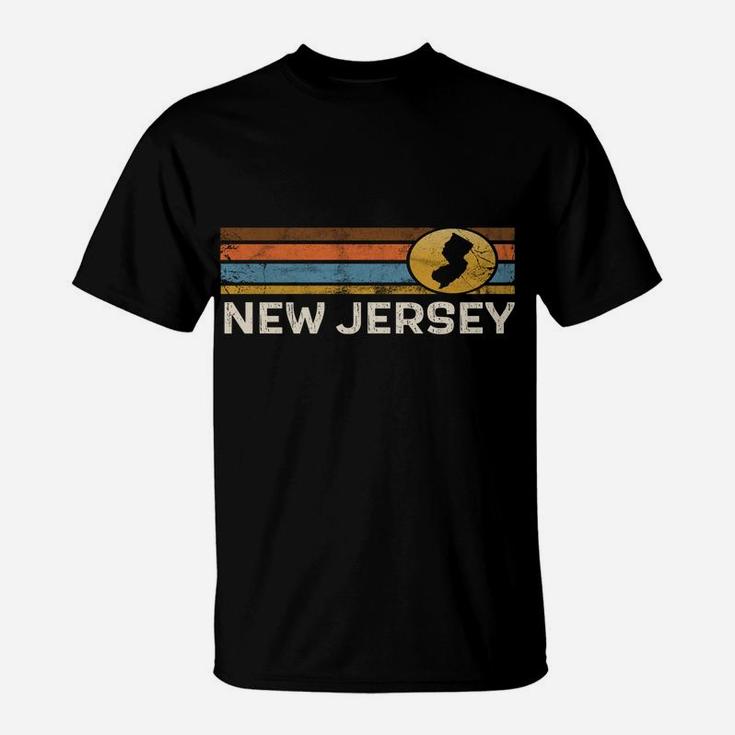 Graphic Tee New Jersey Us State Map Vintage Retro Stripes T-Shirt