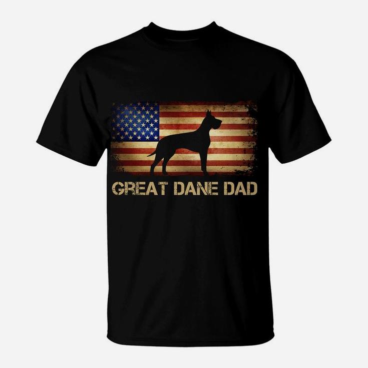 Great Dane Dad Vintage American Flag Patriotic Dog Lover T-Shirt