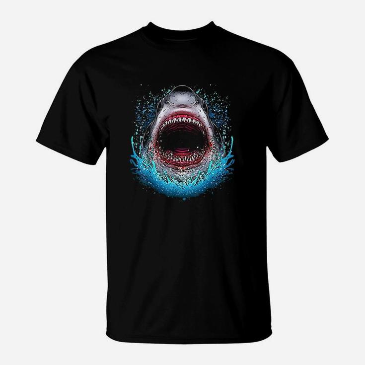 Great White Shark Open Mouth Teeth Beach Ocean Animal T-Shirt