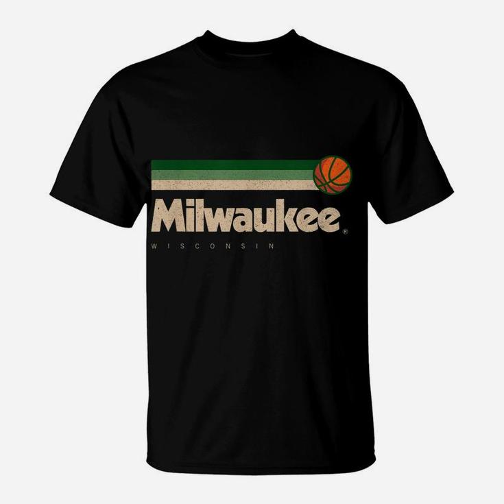 Green Milwaukee Basketball B-Ball Wisconsin Retro Milwaukee T-Shirt