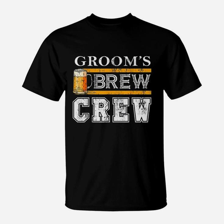 Groom Brew Crew Funny Groomsmen Beer Team Bachelor Party T-Shirt