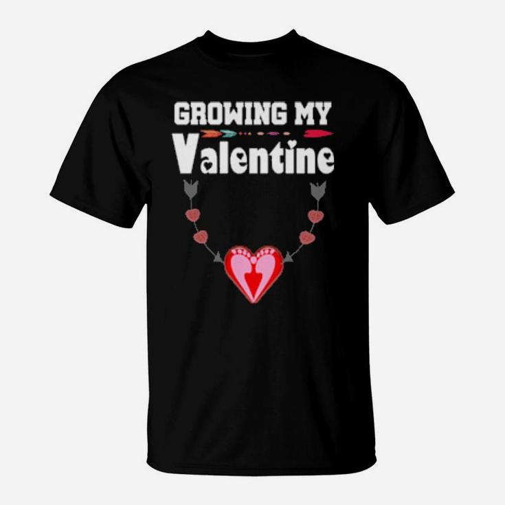 Growing My Valentine Design Pregnancy Announcement T-Shirt