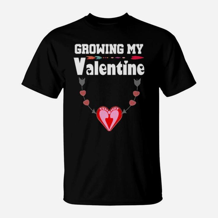 Growing My Valentine Pregnancy Announcement Party T-Shirt