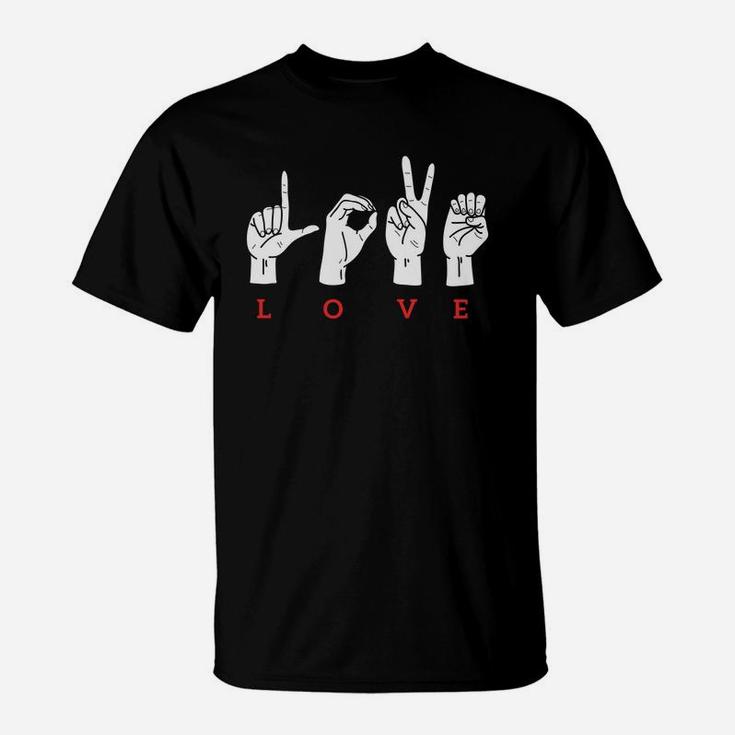 Hand Love Sign For Valentines Day Happy Valentines Day T-Shirt