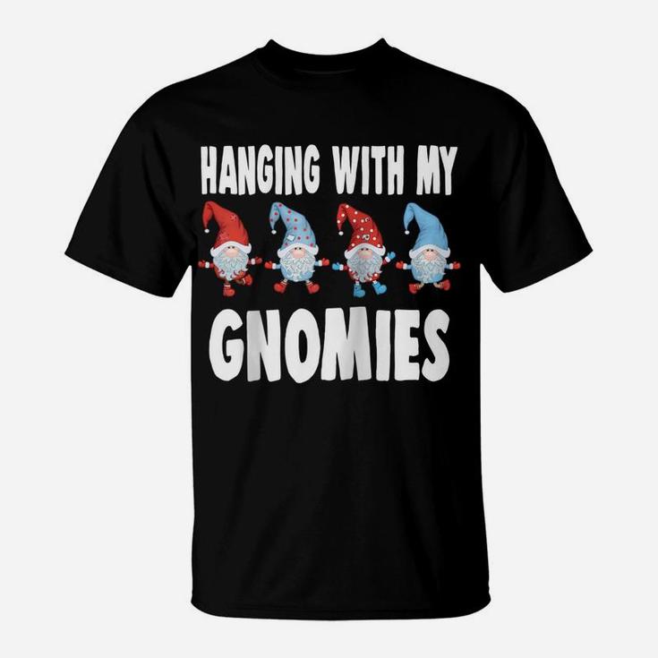 Hanging With My Gnomies Gnome Friend Christmas Lovers Raglan Baseball Tee T-Shirt