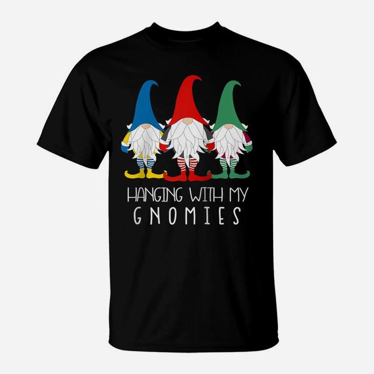 Hanging With My Gnomies Nordic Santa Gnome Funny Christmas Raglan Baseball Tee T-Shirt