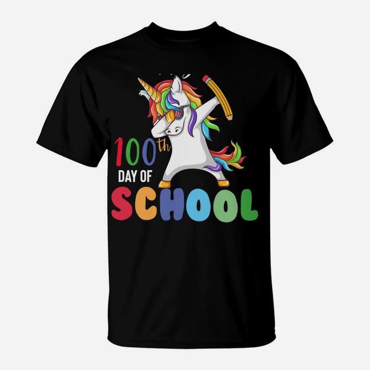 Happy 100 Days Of School Unicorn Dabbing 100Th Day Girls Kid Sweatshirt T-Shirt