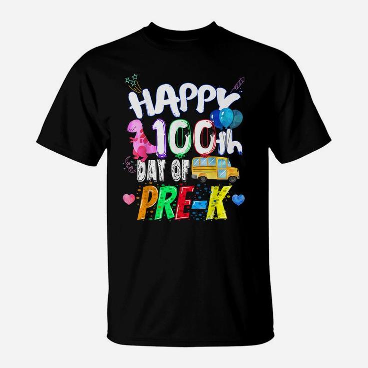 Happy 100Th Day Of Pre-K Shirt 100 Days Of Preschool Teacher T-Shirt