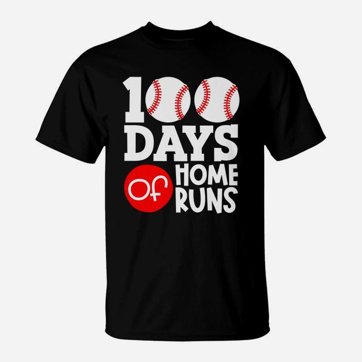 Happy 100th Day Of School 100 Days Of Home Runs T-Shirt