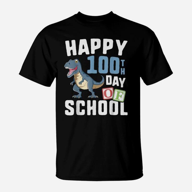 Happy 100Th Day Of School  Boys T Rex Dinosaur Party T-Shirt