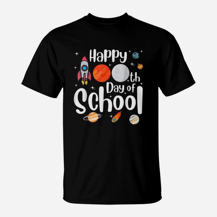 Happy 100th Day Of School Space Funny Teacher Student Kids T-Shirt