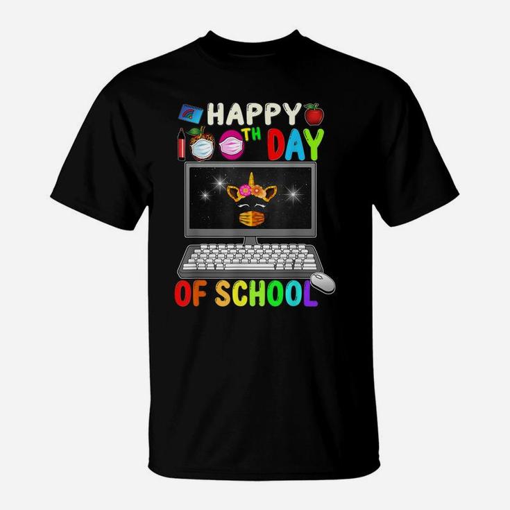 Happy 100Th Day Of School Virtual Teacher Unicorn Girls T-Shirt