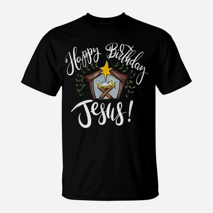 Happy Birthday Jesus Christmas Nativity Scene Faith Hope Joy T-Shirt