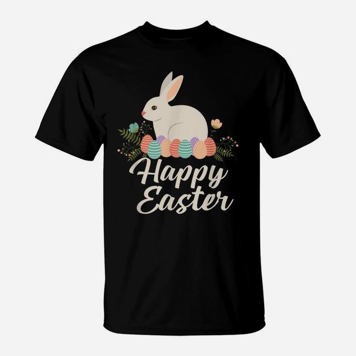 Happy Easter Bunny Tee Gift Easter Egg Nest Flower Tee T-Shirt