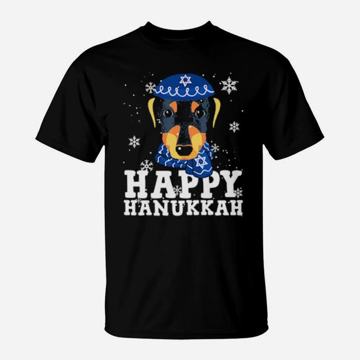 Happy Hanukkah Dachshund Dog Funny Noel Ugly T-Shirt