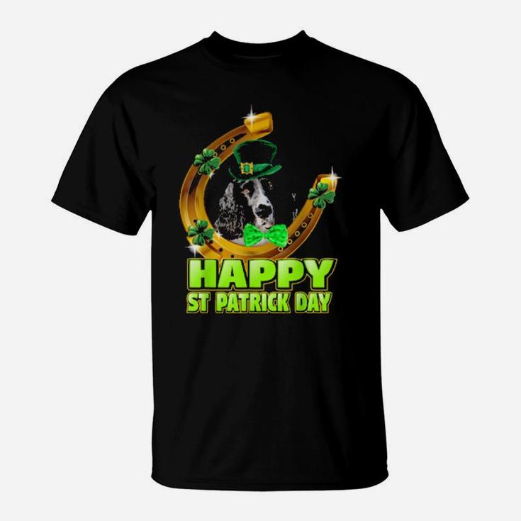 Happy Patrick Day English Setter Shamrock Lucky Dog T-Shirt