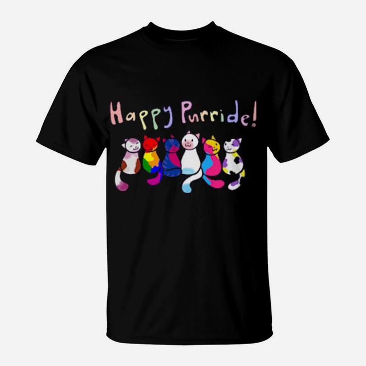 Happy Purride Cats Kittens Gay Pride Lgbtq Transgender T-Shirt