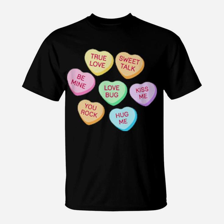 Happy Valentines Day Candy Conversation Cute Hearts T-Shirt