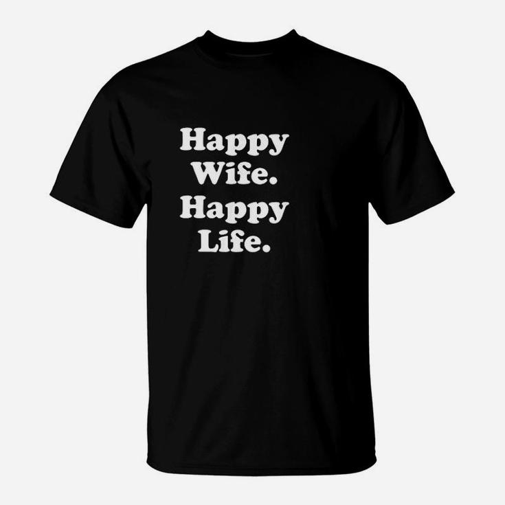 Happy Wife Happy Life Wedding Funny T-Shirt