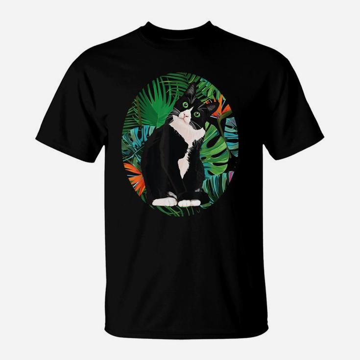 Hawaiian Tshirt Tuxedo Cat Tropical Gift Animal Lovers T-Shirt