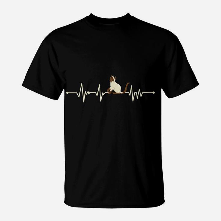 Heartbeat Design Siamese Cat - Funny Cute T-Shirt