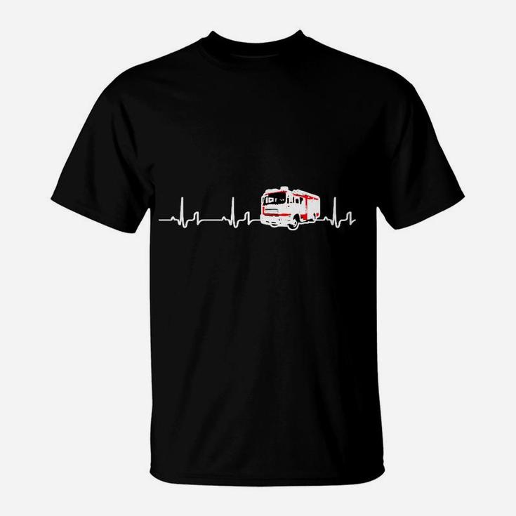 Herren T-Shirt Rettungswagen-Herzfrequenz-Design, Schwarz