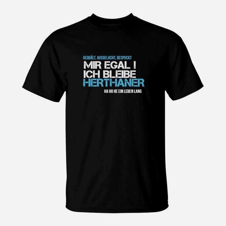 Hertha BSC Fan-T-Shirt Mir Egal, Ich Bleibe Herthaner - Schwarz
