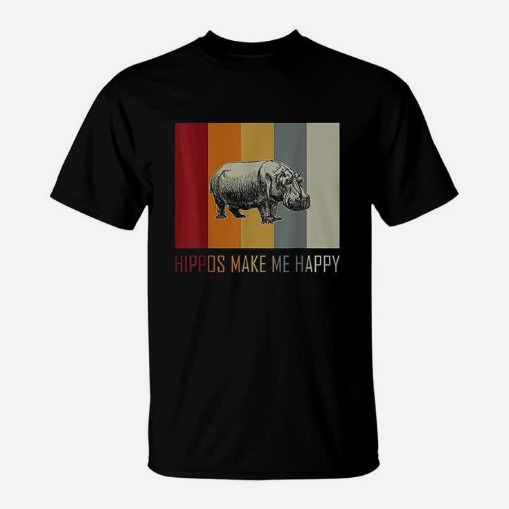 Hippo In Retro And Vintage T-Shirt