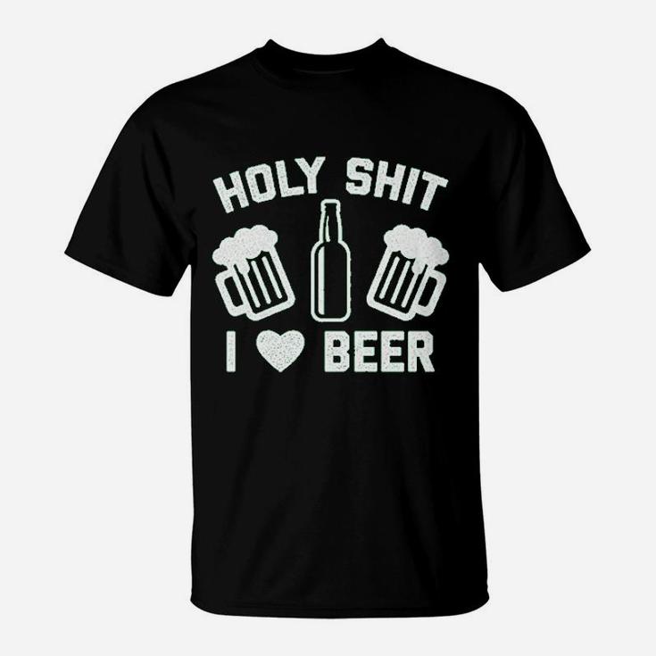 Holy Sht I Love Beer Funny Saint Patricks Day Patty Drinking T-Shirt