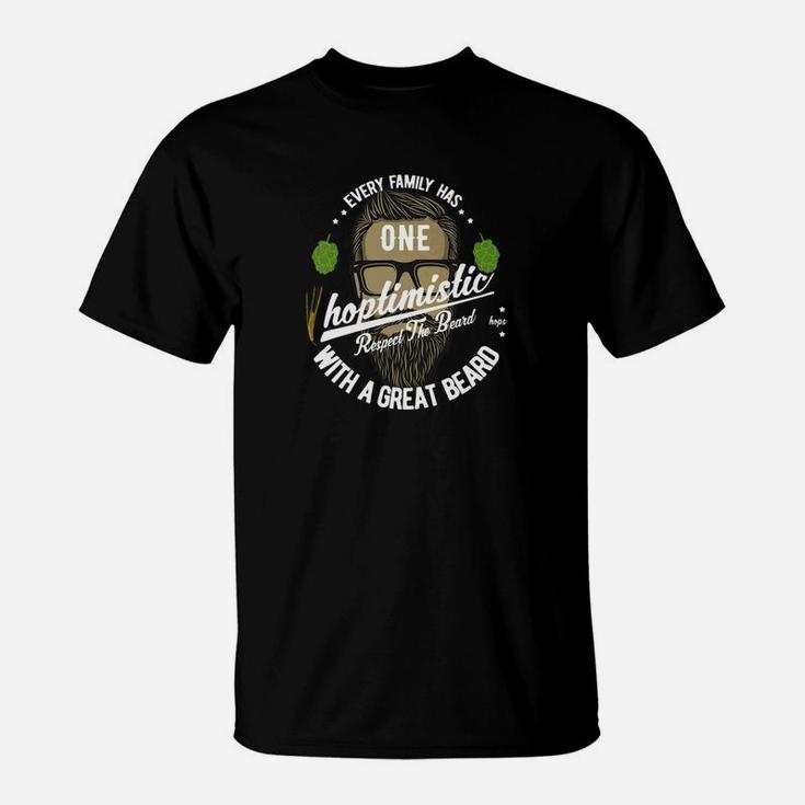 Hoptimistic With A Great Beard Funny Craft Beer Lovers T-Shirt
