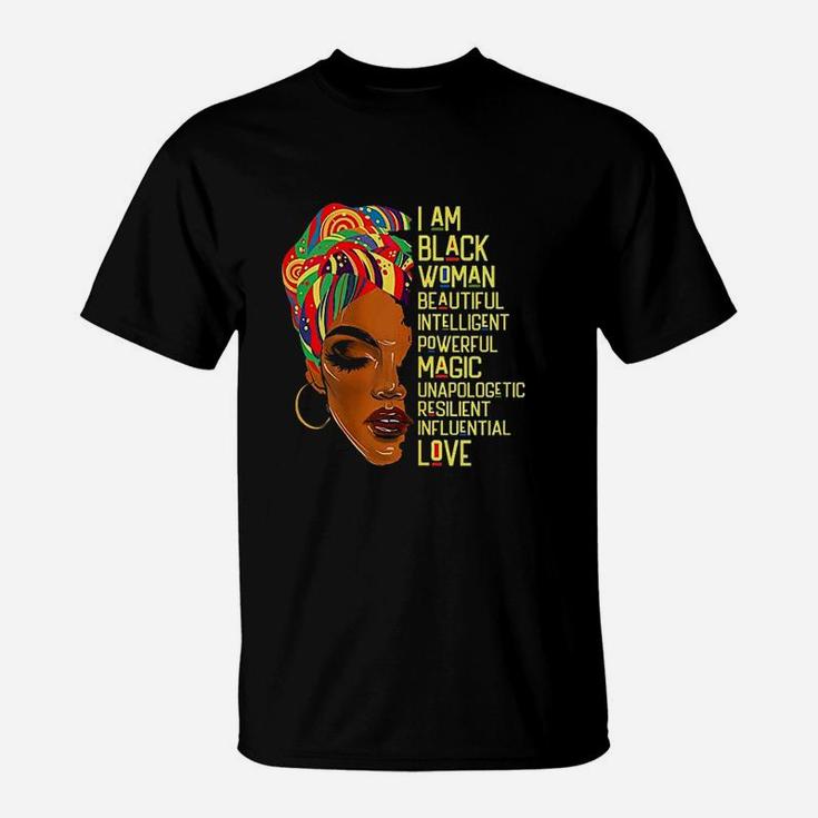 I Am Black Woman African American Melanin Poppin Afro Queen T-Shirt
