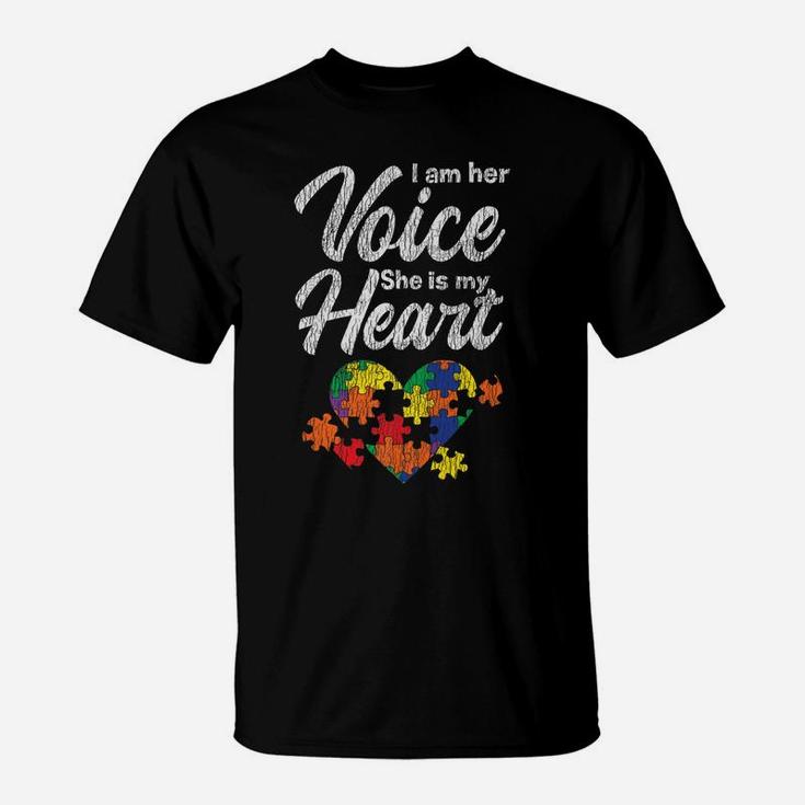 I Am Her Voice Mom Dad Family Autistic Kids Autism Awareness T-Shirt