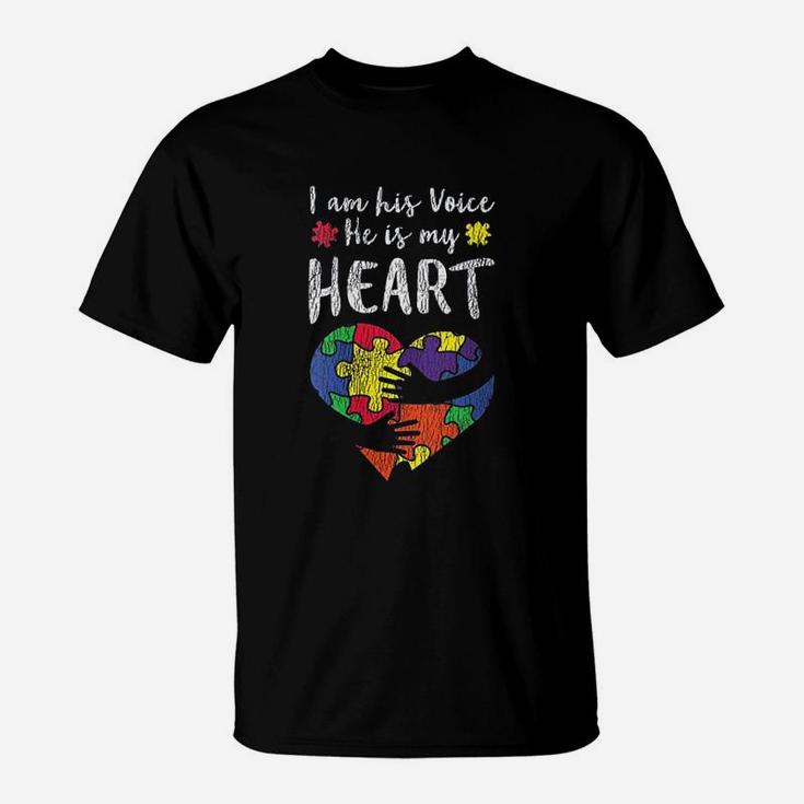 I Am His Voice Mom Dad Family Autistic Kids Awareness T-Shirt