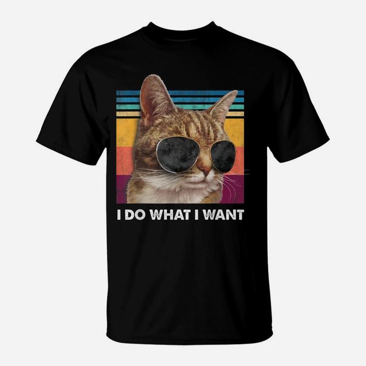 I Do What I Want Cat Lovers Sunglasses Retro Vintage Funny T-Shirt