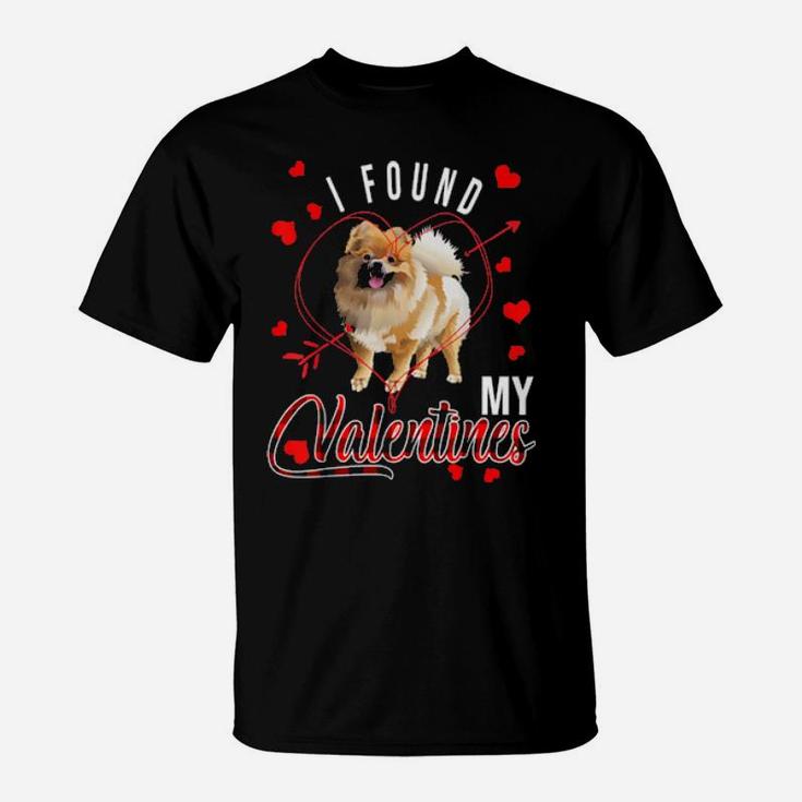 I Found My Valentines Red Plaid Pomeranian Dog T-Shirt