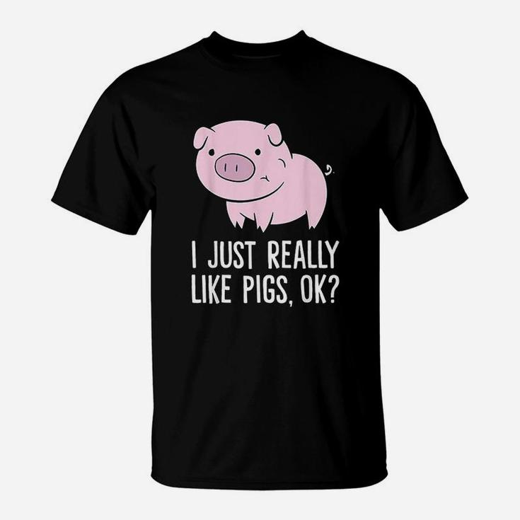 I Just Really Like Pigs Ok Kids Boys Love Pigs T-Shirt