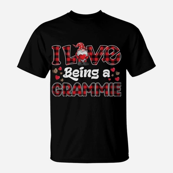 I Love Being Grammie Red Plaid Hearts Gnome Valentine's Day T-Shirt