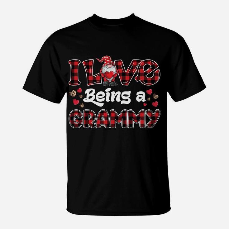 I Love Being Grammy Red Plaid Hearts Gnome Valentine's Day Sweatshirt T-Shirt
