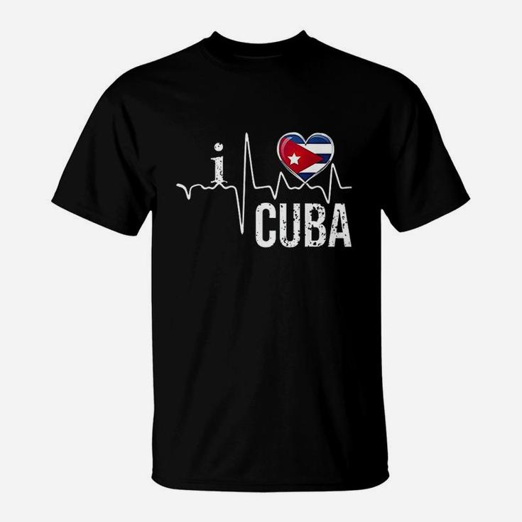 I Love Cuba Heartbeat Flag T-Shirt